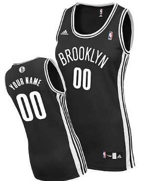 Women's Customized Brooklyn Nets Black Jersey